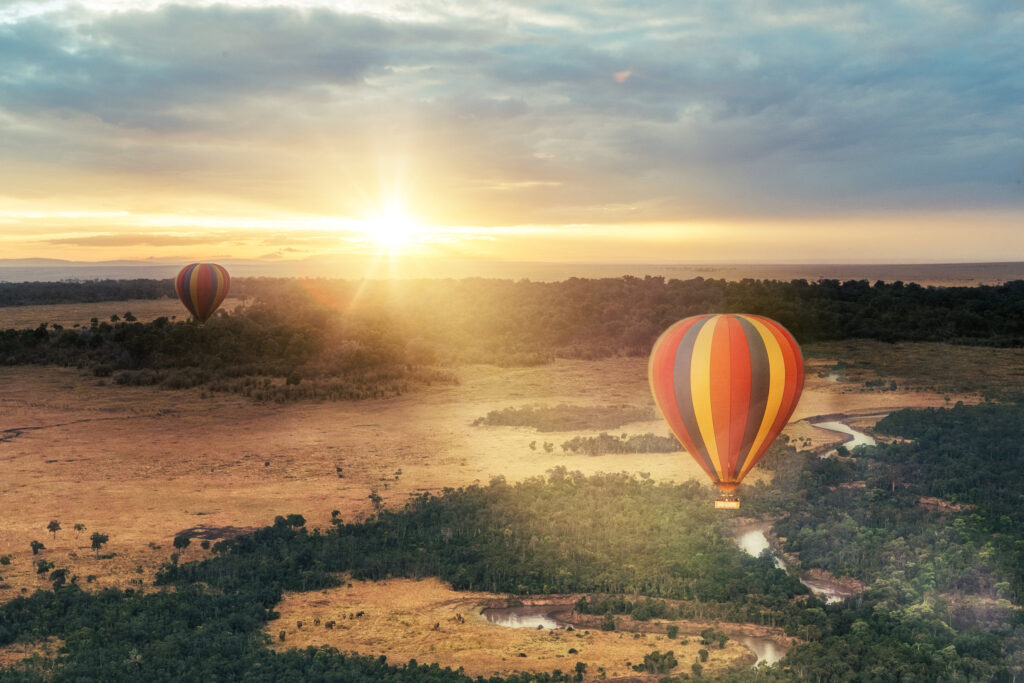 Beautiful,Aerial,View,Of,Colorful,Hot,Air,Balloons,Floating,Over